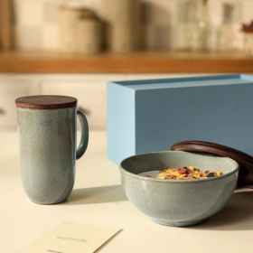 Hand-Glazed Terracotta Breakfast Set - Mug And Bowl With Lid