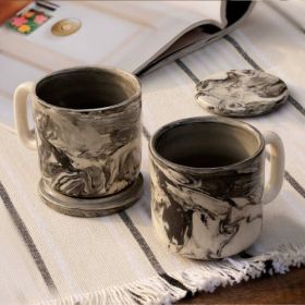5 OZ Ceramic Black Carbon Coffee Mug-Set Of 2