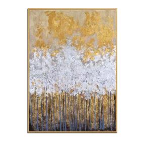 Knife drawn textured art on canvas handmade gold and silver landscape wall art picture poster for living room Entrance no framed