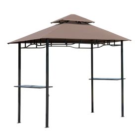 Outsunny 8' Patio BBQ Grill Gazebo Canopy, 2 Tier - Flame Retardant Cover, Large Storage, Stylish Utility for Outdoor Cooking