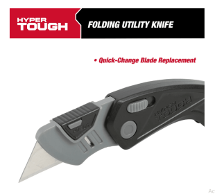 Hyper Tough Plastic Folding Utility Knife, Blade Included, Model 6713V