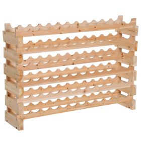 HOMCOM Elegant 72-Bottle Wooden Wine Rack, Stackable Storage, Natural Wood Finish, for Kitchen or Cellar