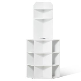 VEVOR 64" Corner Storage Cabinet with Charging Station Adjustable Shelves White