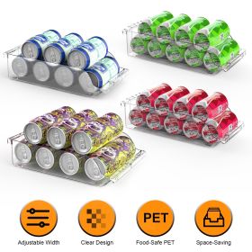 4Pcs Soda Can Organizers for Refrigerator Width Adjustable Clear Drink Organizer Expandable Can Holder Dispenser for Fridge Pantry Freezer GPCT5210