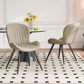 Modern Dining Room Chairs Set of 2, Upholstered Kitchen Dinner Chair Fabric and Curved Backrest Kitchen Chairs