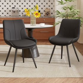 Dining Chairs Set of 2, PU Leather Modern Armless Kitchen Dining Room Chairs, Upholstered Accent Side Chairs with Metal Legs