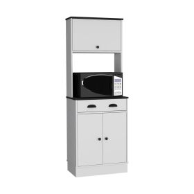 Apex Kitchen Pantry with Drawer, Two Cabinets, and Microwave Stand