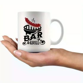 11oz White Ceramic Mug with Bar & Grill Design – Perfect for Coffee, Tea, or Hot Drinks | Ideal Gift for BBQ Enthusiasts |