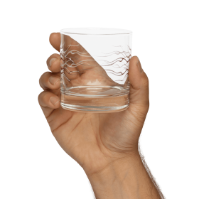 Ember Luxury Rocks Glass - Abstract Flame Design by HadiArts | 10.5 oz Red & White Barware