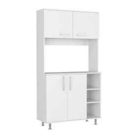 Malta Kitchen Pantry Double Door Cabinet, Four Legs, Three Shelves