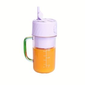 Portable Blender Rechargeable Blender Travel Cup With Lid And Straw, Ideal For Making Milkshakes, Smoothies, And Juices, Mini Blender Suitable Fo (Color: Purple)